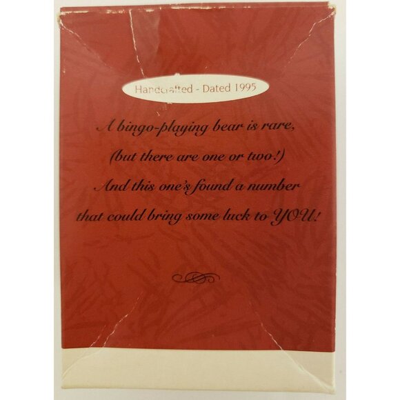 Christmas Ornament, Hallmark 1995 "Bingo Bear" handcrafted (OR102) - Picture 4 of 4